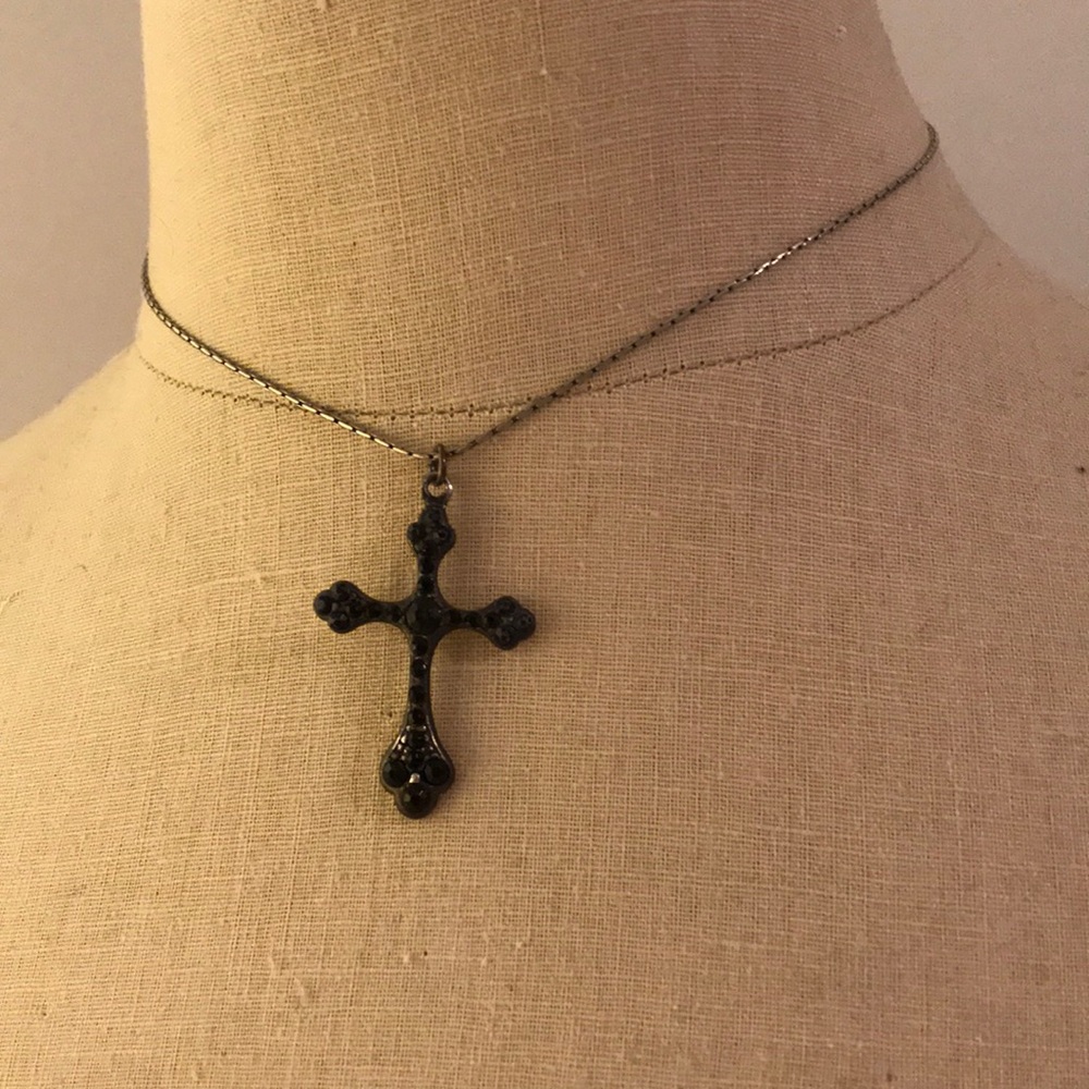 Black cross necklace/choker